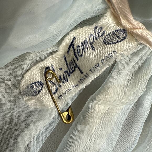 Vintage Shirley Temple Doll Dress Pastel Blue White Lace Circle Skirt Ideal Toy - Picture 3 of 10